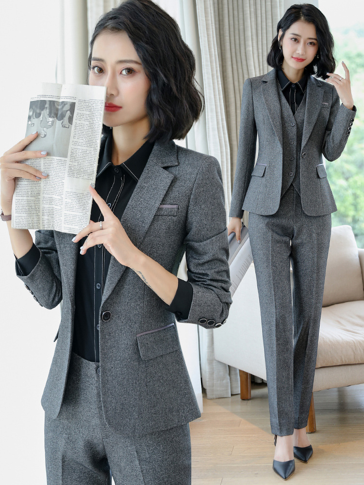 Overalls waistcoat autumn suit pants 4pcs set for women