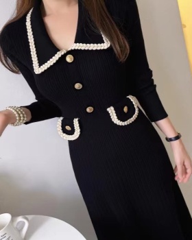 Fashion and elegant mixed colors Korean style knitted dress