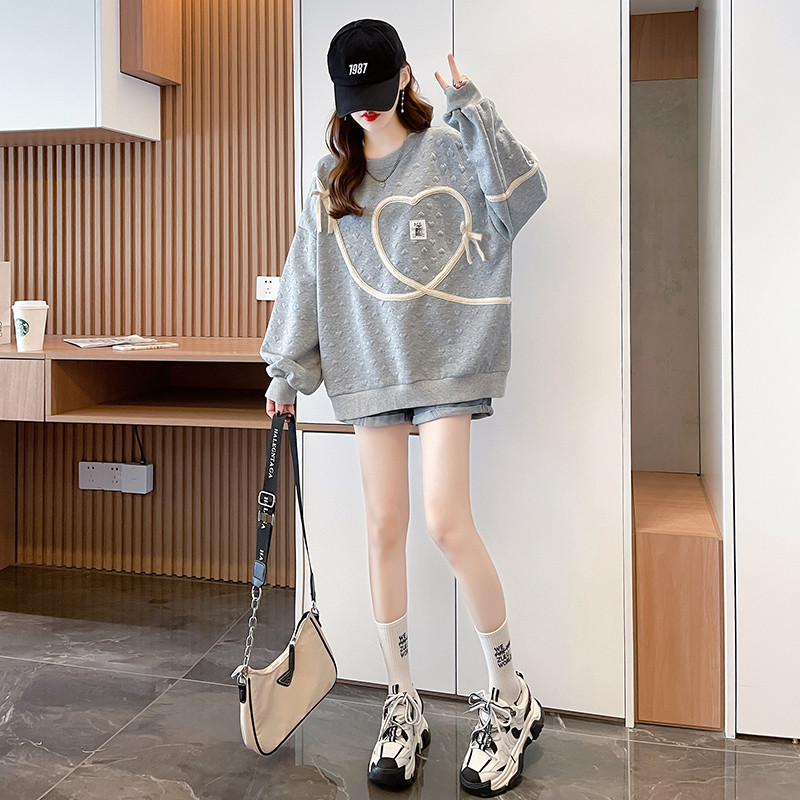 Long sleeve Korean style tops complex thick hoodie for women