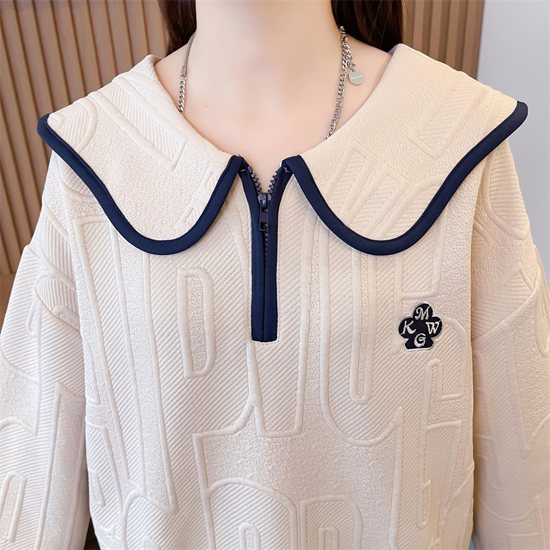 Korean style short hoodie show young doll collar coat