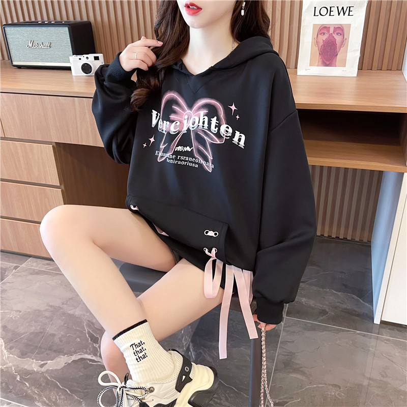 Imitation of cotton spring and autumn complex bandage hoodie