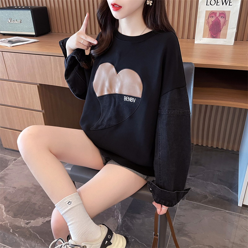 Complex cotton coat letters thin hoodie for women