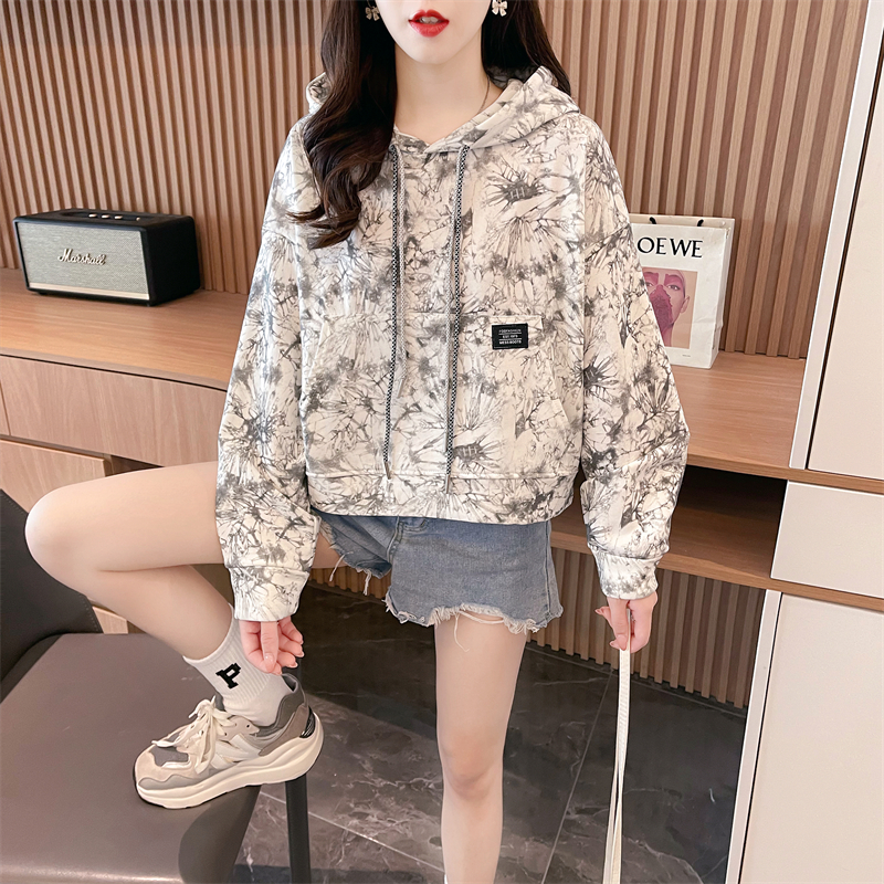 Cotton hooded letters coat Western style thin tops