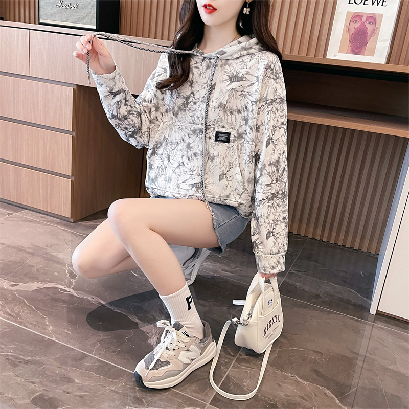Cotton hooded letters coat Western style thin tops