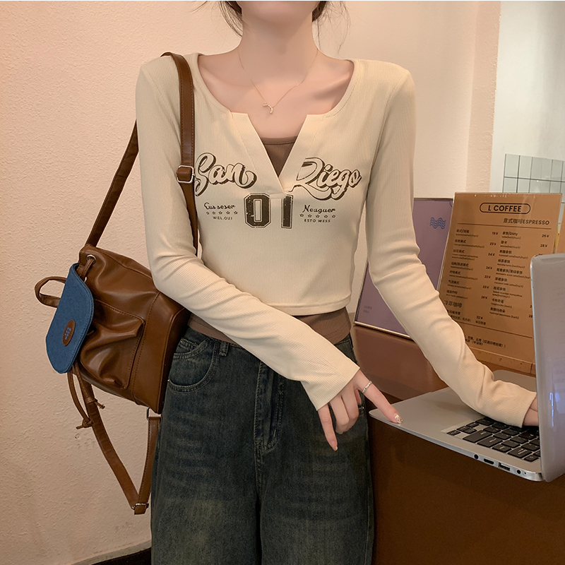Autumn slim T-shirt bottoming long sleeve tops for women