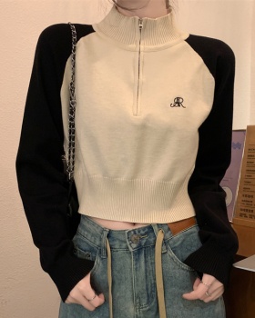 Mixed colors slim hoodie short tops for women