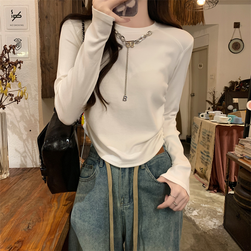Long sleeve chain small shirt Western style T-shirt for women