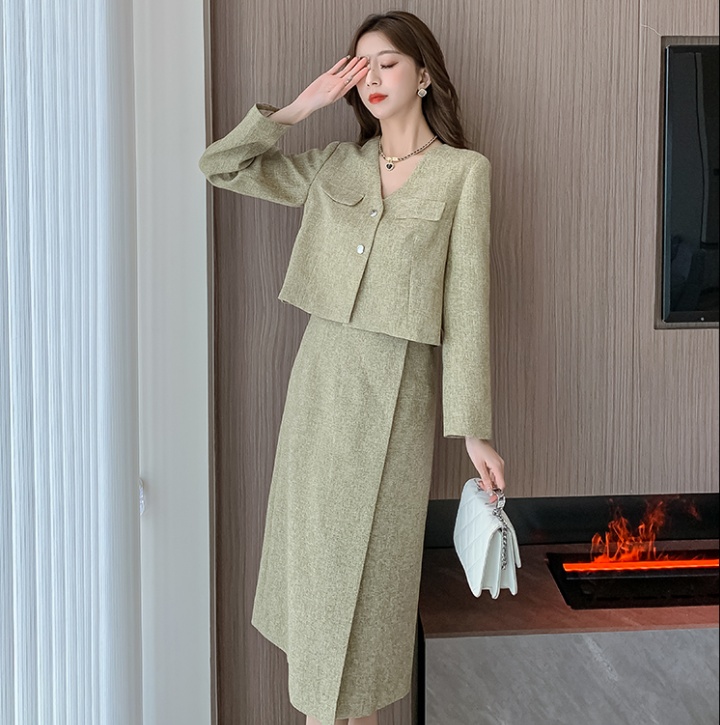 Fashion and elegant jacket retro skirt a set