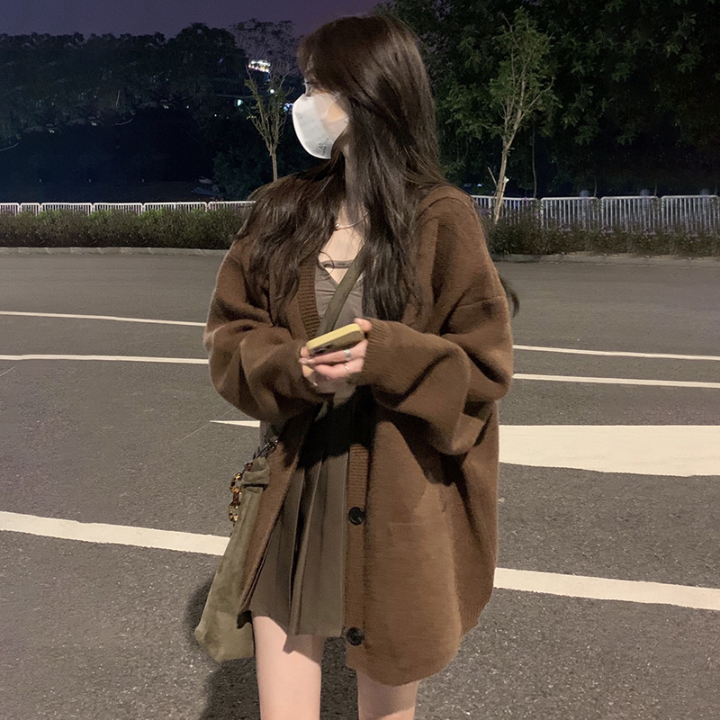 Thick loose cardigan Korean style coat for women