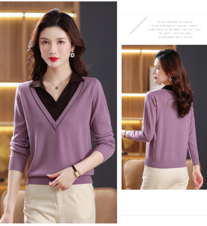 Autumn bottoming shirt mixed colors sweater for women