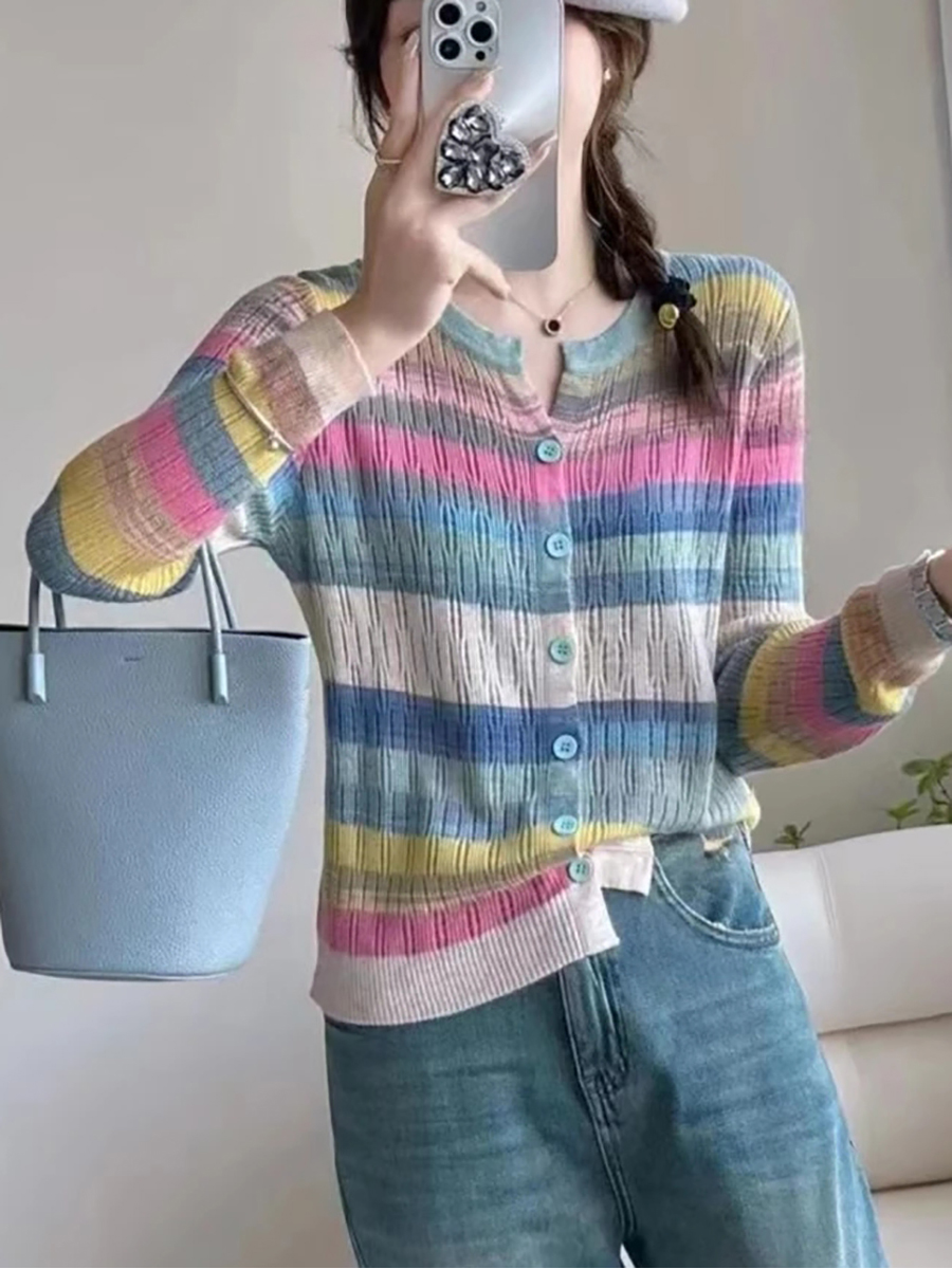 Niche knitted cardigan colors slim coat for women