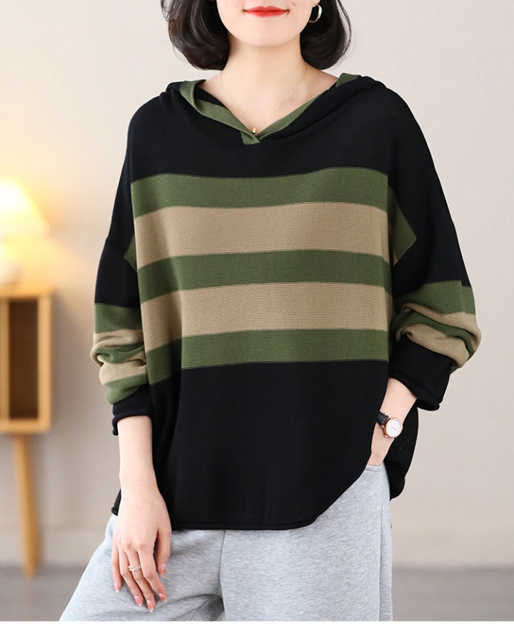 Hooded all-match temperament slim sweater for women