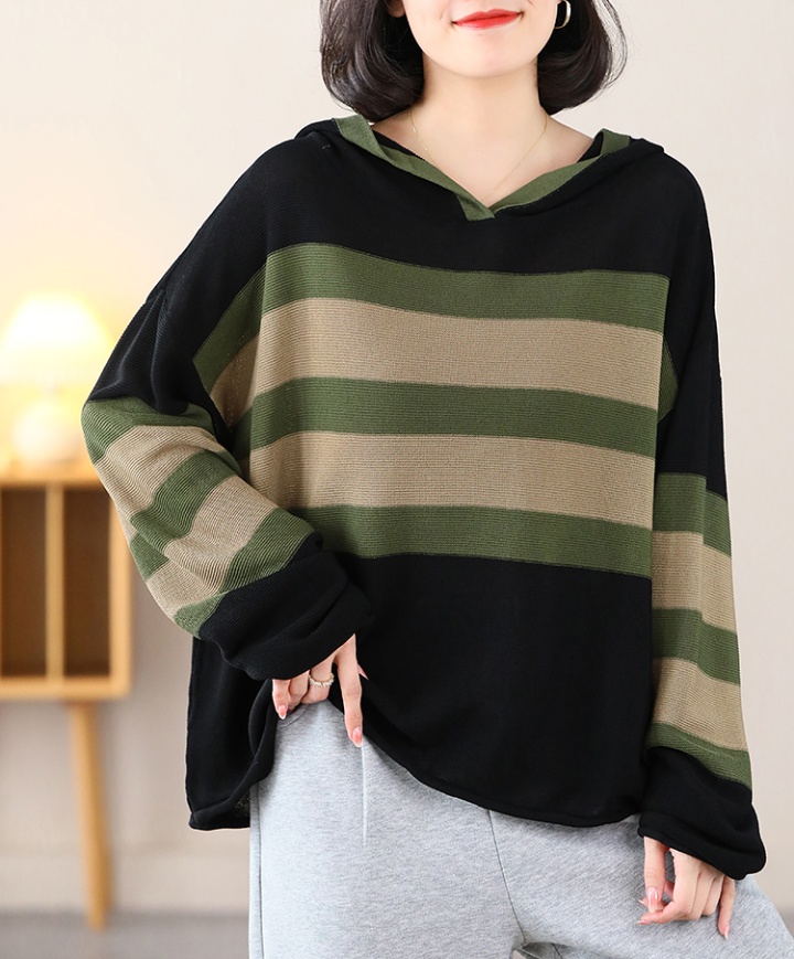 Hooded all-match temperament slim sweater for women