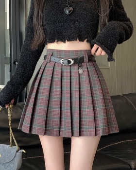 High waist woolen short skirt slim pleated skirt for women