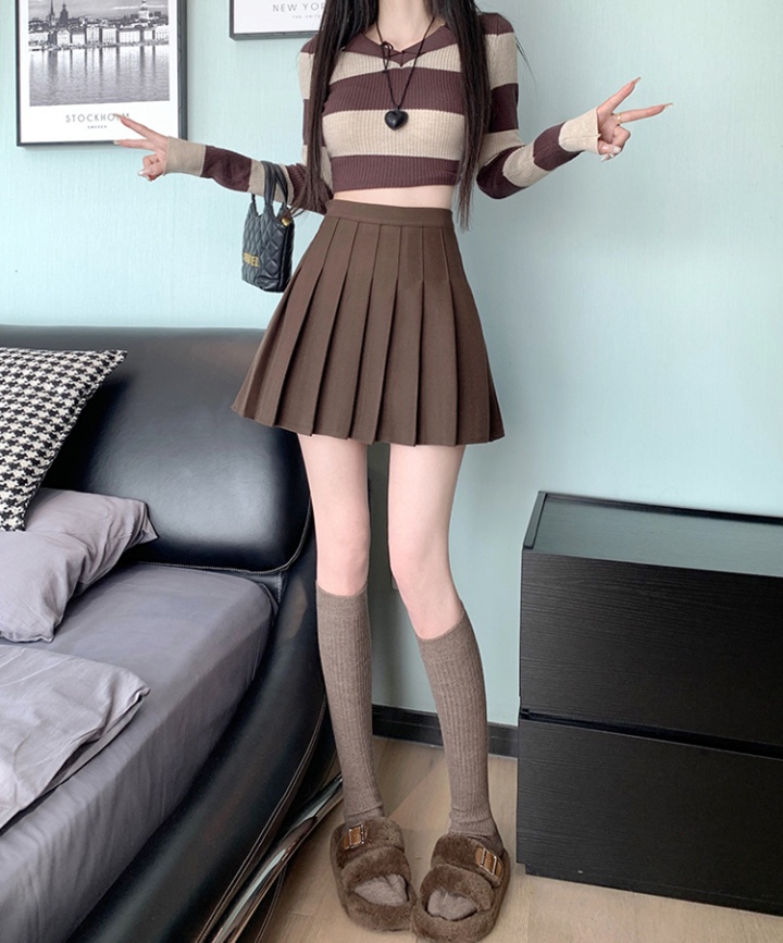 Woolen high waist skirt A-line short skirt for women