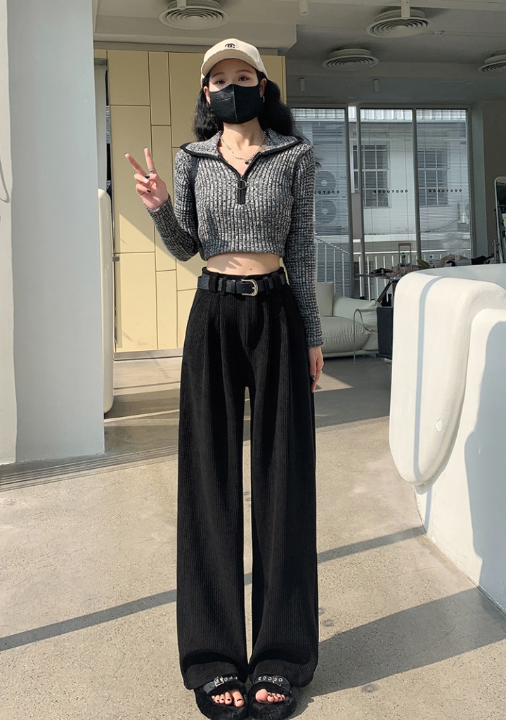 Autumn corduroy wide leg pants slim casual pants