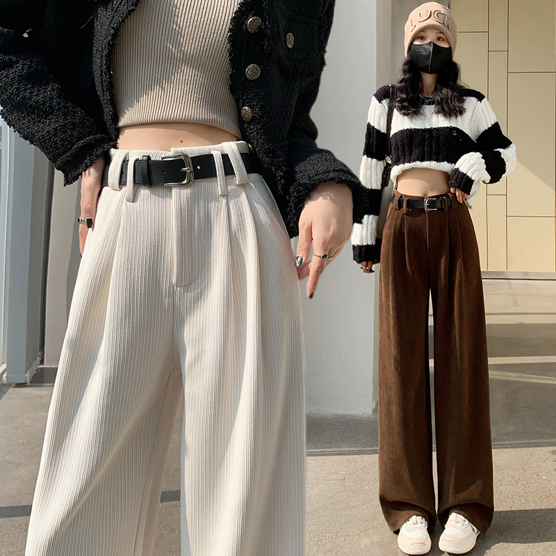 Corduroy casual pants velveteen wide leg pants for women