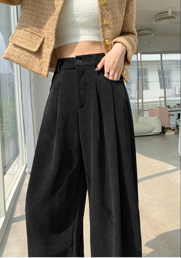 Plus velvet high waist pants winter wide leg pants for women