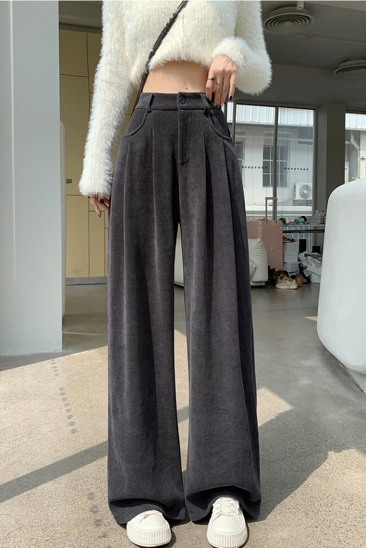 Plus velvet high waist pants winter wide leg pants for women