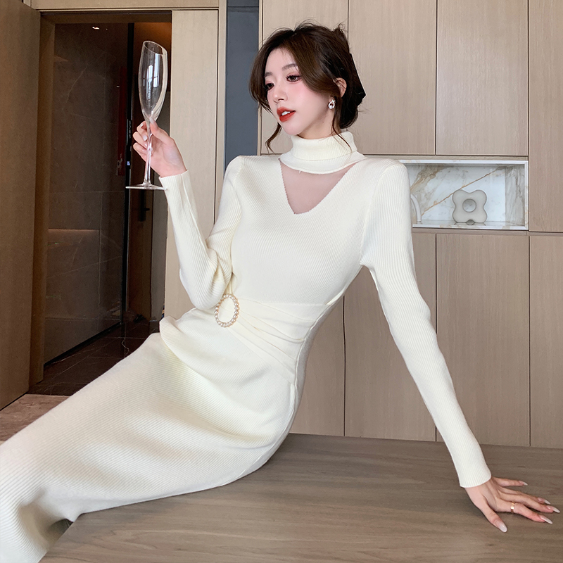 Long sleeve dress knitted sweater dress for women