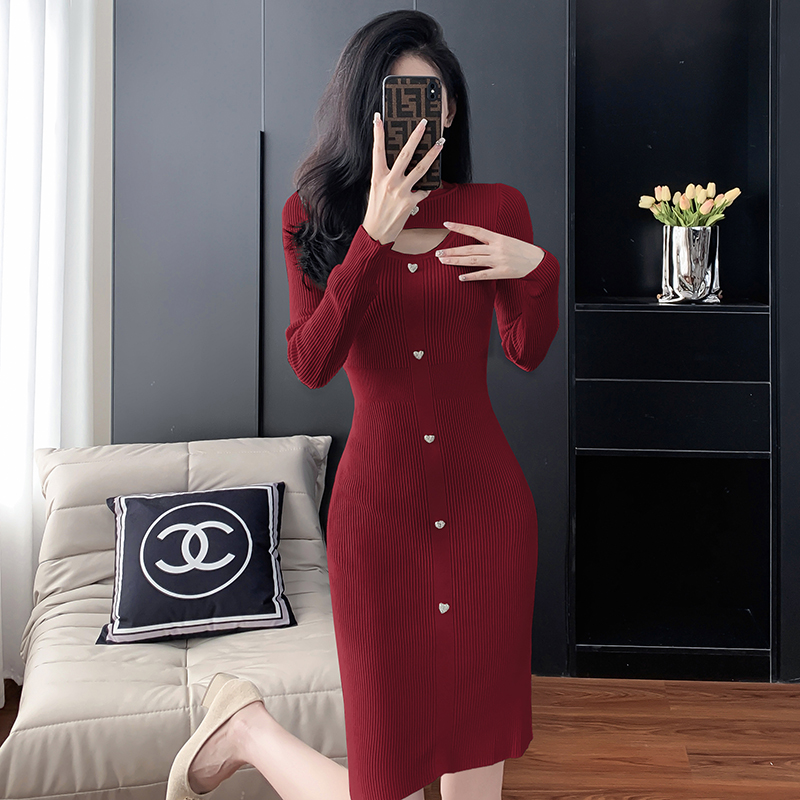 Temperament knitted France style package hip dress for women