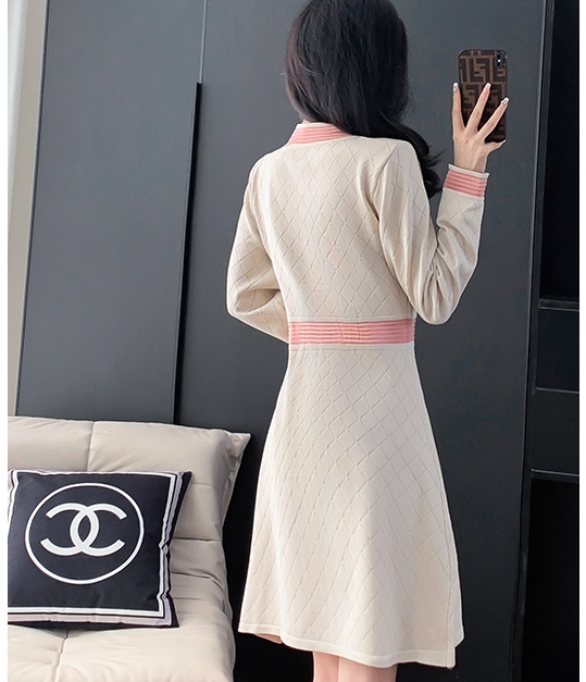 Slim temperament France style knitted dress for women