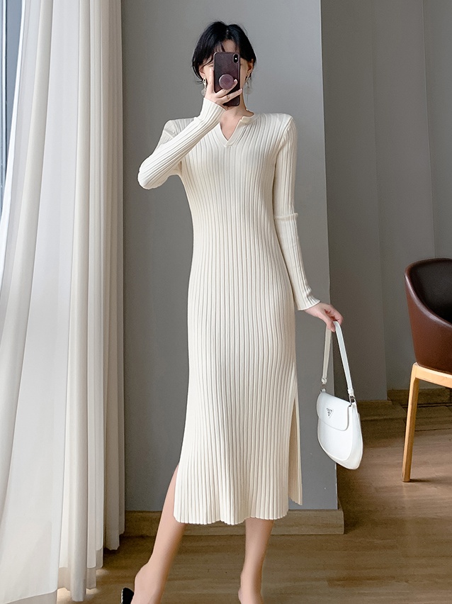 Casual lazy dress exceed knee bottoming sweater dress for women