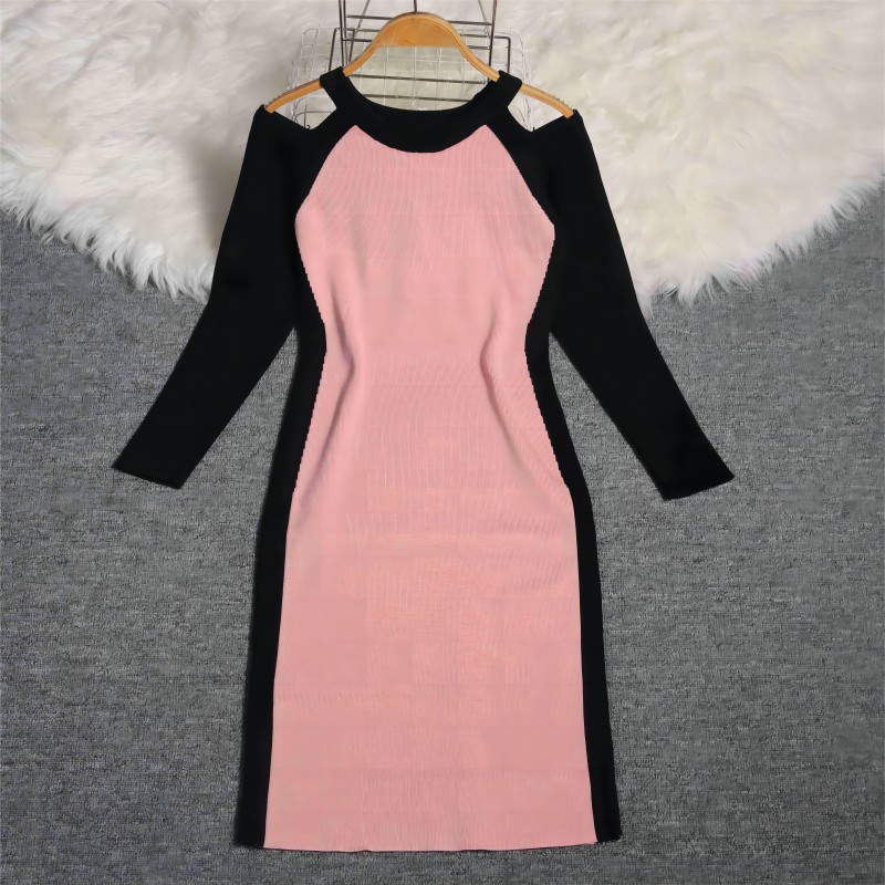 Autumn and winter package hip sweater fashion slim dress
