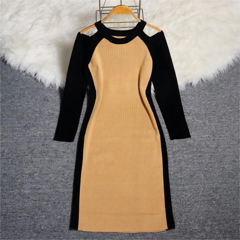 Autumn and winter package hip sweater fashion slim dress