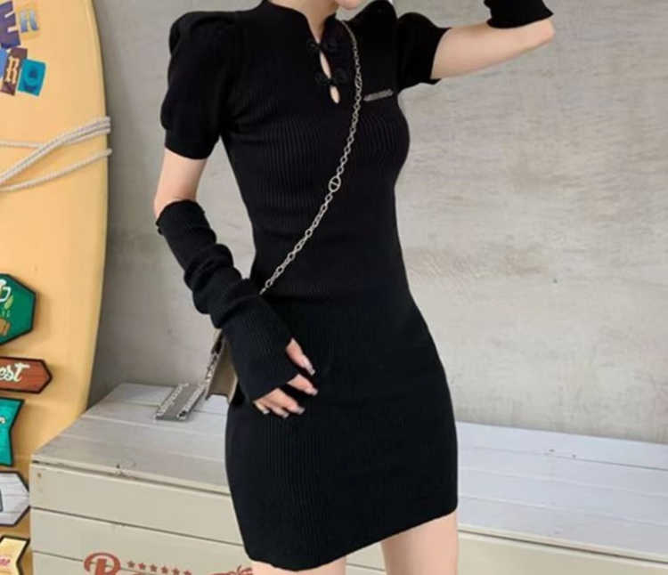 Autumn and winter bottoming T-back slim knitted cheongsam