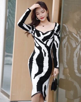 Leopard sexy slim autumn and winter dress for women
