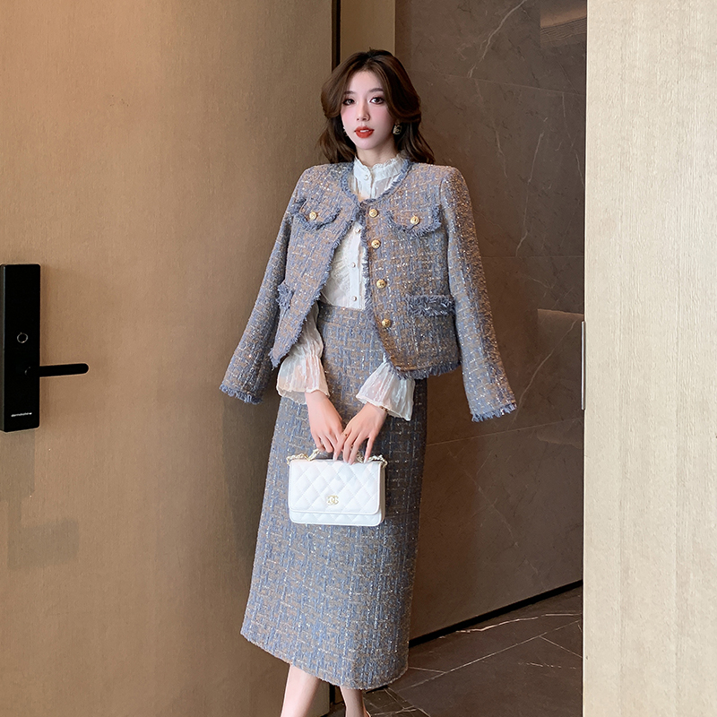 Liangsi fashion and elegant ladies retro coat 2pcs set