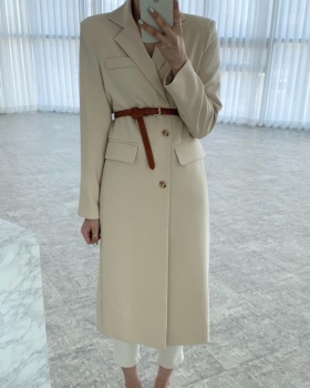 Korean style France style coat two buckle long business suit