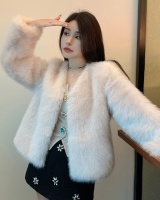 Light V-neck winter coat all-match fox fur fur coat