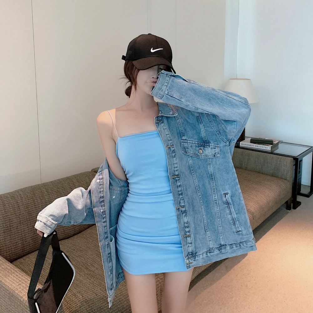 Loose all-match Korean style work clothing fat denim jacket