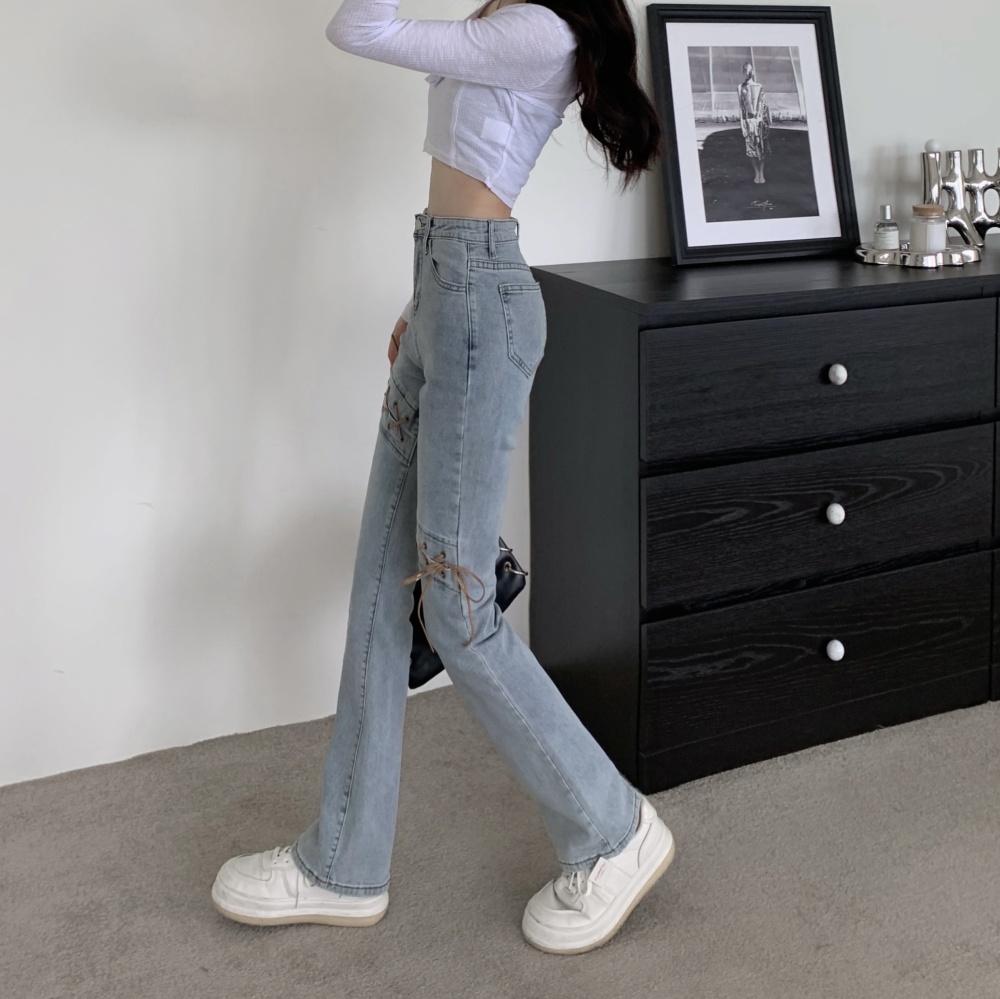 Elasticity slim long pants high waist jeans for women