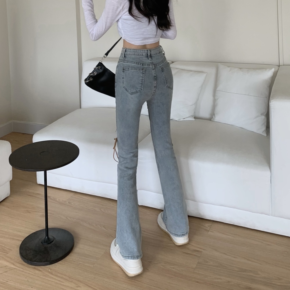 Elasticity slim long pants high waist jeans for women