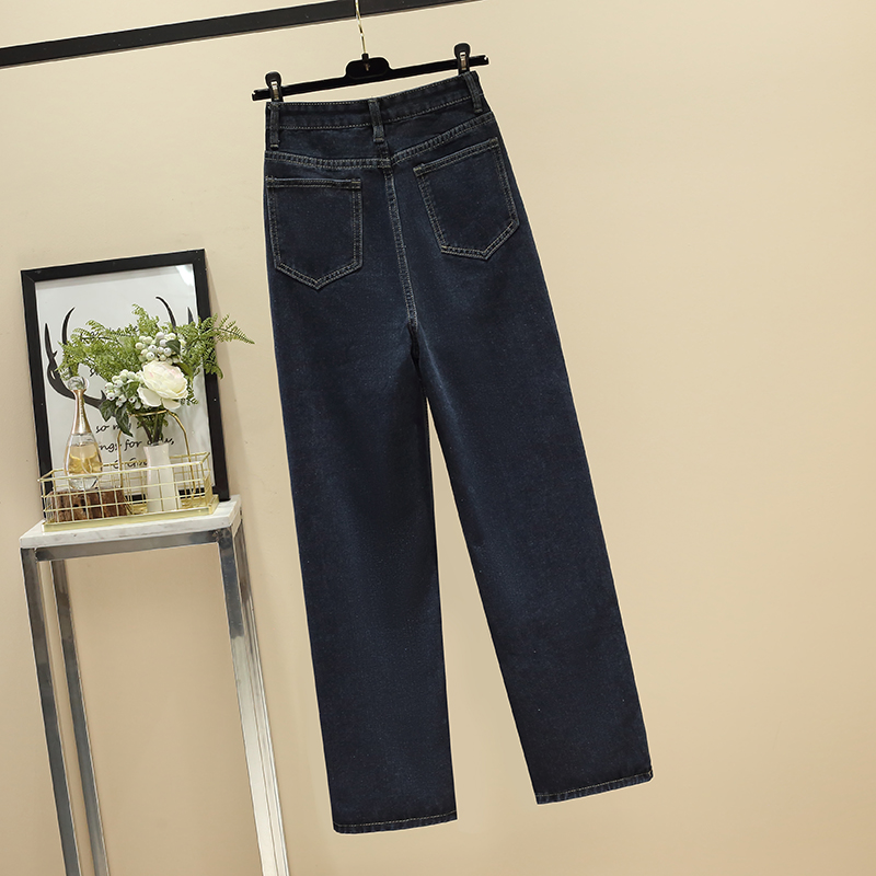 Slim large yard jeans wide leg high waist long pants for women