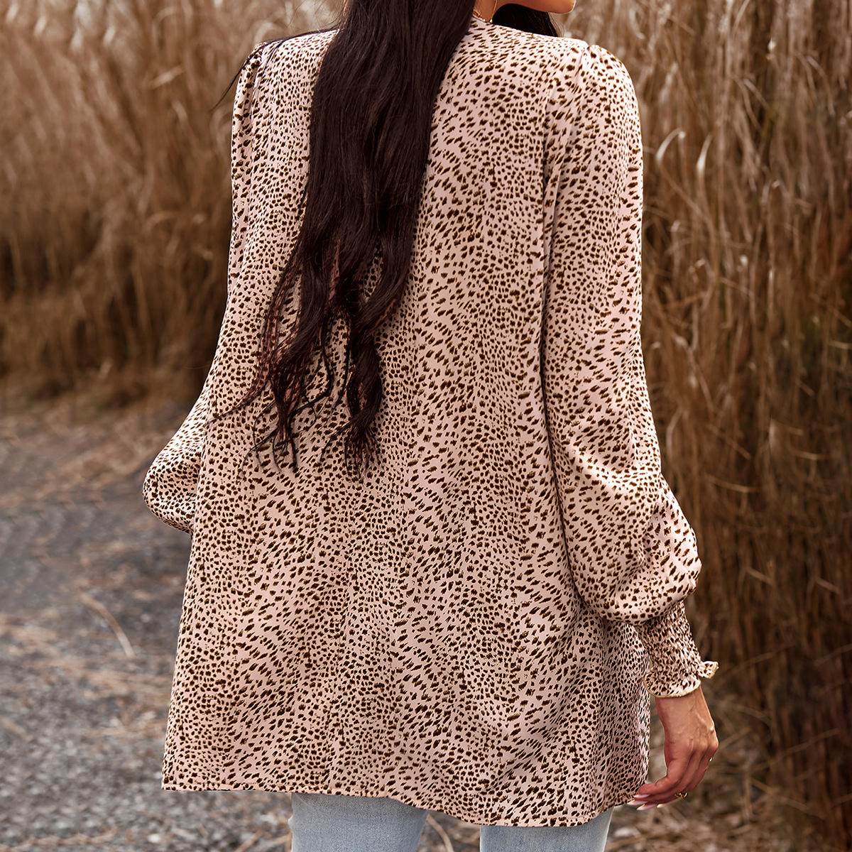 Elegant printing autumn and winter shirt for women