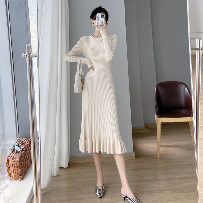 Autumn and winter dress knitted sweater dress for women