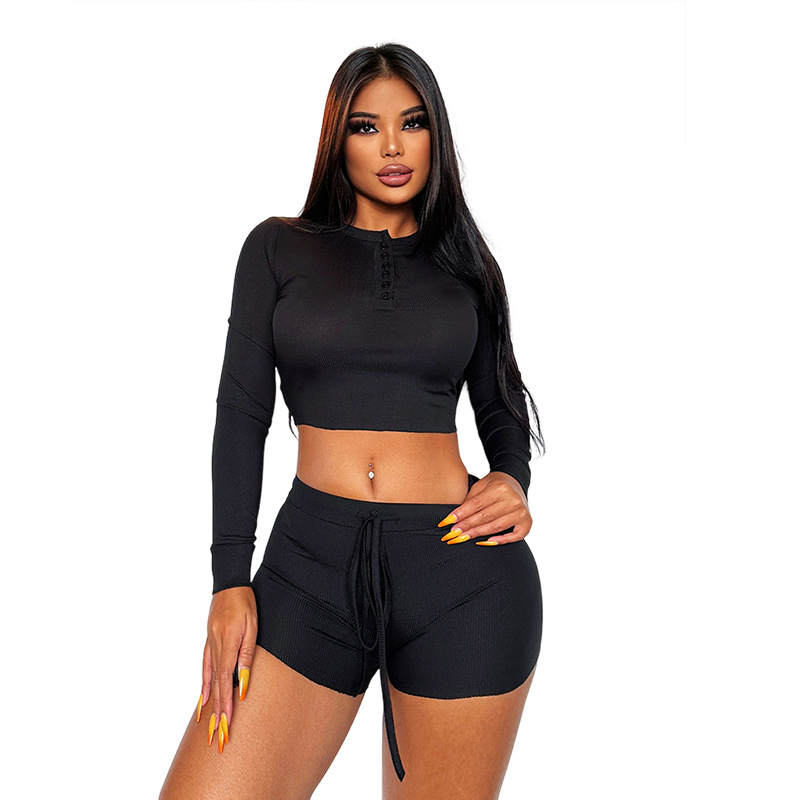 Tight European style shorts sexy tops a set for women