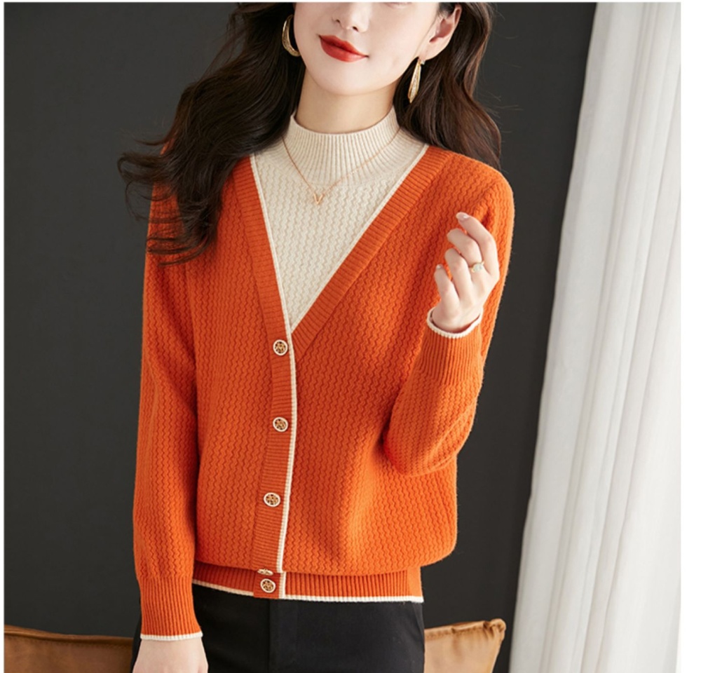Half high collar sweater tops for women