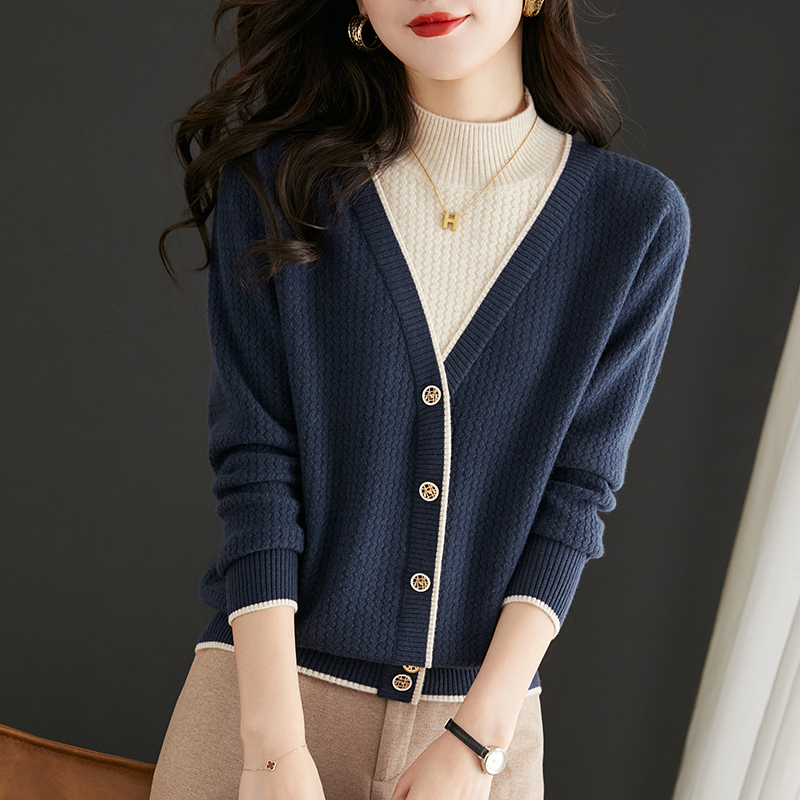 Half high collar sweater tops for women