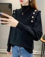 Buckle autumn and winter sweater thick tops for women