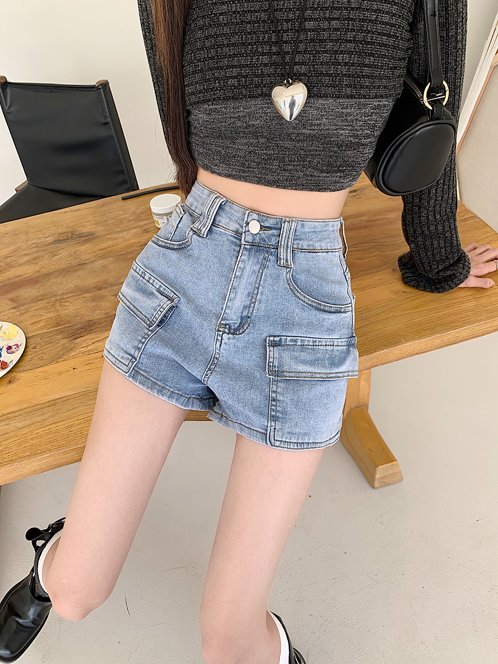 Elasticity tight shorts slim spicegirl short jeans for women