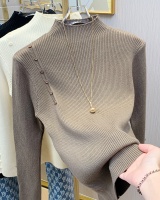 Buckle cstand collar tops inside the ride long sleeve sweater