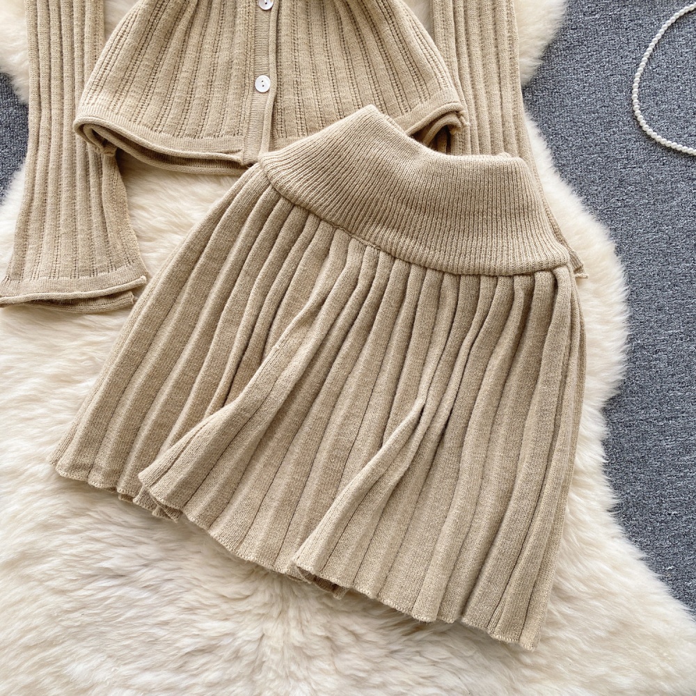 Slim sweater minimalist tops 2pcs set for women