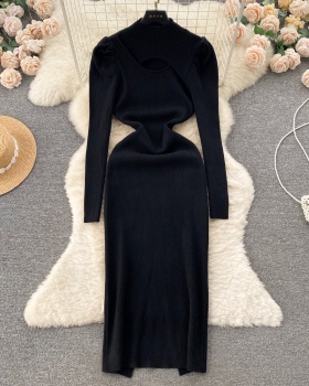 Autumn and winter long dress split dress for women