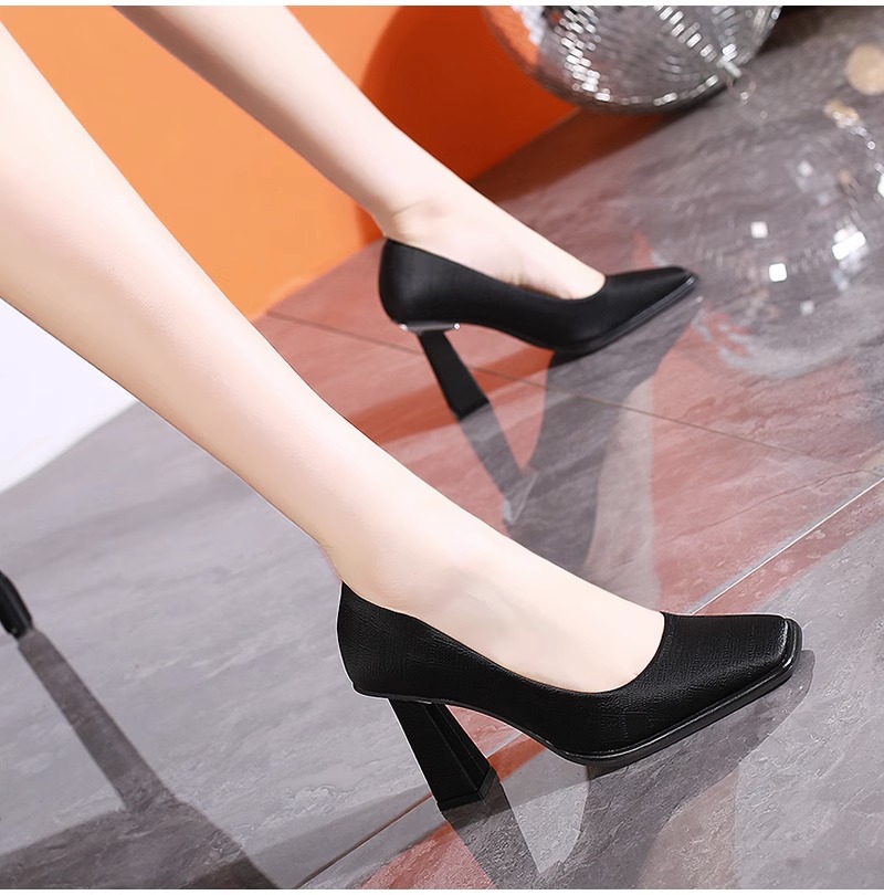 Thick autumn shoes simple light high-heeled shoes for women