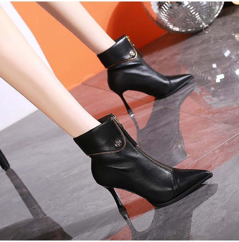 Thick fashion short boots temperament pointed boots
